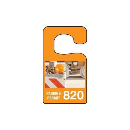 Accuform Parking Permit Tag, Construction Site Image PARKING PERMIT Numbered 600-699, 3in x 2.75in, 100PK TNT942MRG